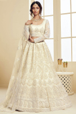 Ivory Net Lehenga With Pearl Work