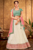 Off White Net Embroidered Lehenga