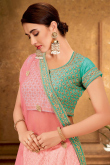 Off White Net Embroidered Lehenga