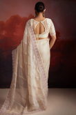 Off White Net Embroidered Light Weight Saree 