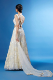 Off White Net Sequins Embroidered Flared Lehenga 