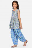 Off White Printed Frock Style Dholi Pant Girl Suit 