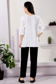 Off White Rayon Embroidered Short Kurti 
