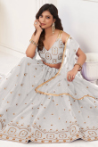 Ivory Sequins Embroidered Net Lehenga For Sangeet 
