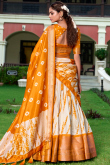 Off White Silk Blend Lehenga With Printed Work For Diwali