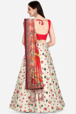 Off White Silk Digital print A-Line Style Lehenga