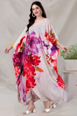 Off White Silk Digital Print Floral Kaftan Kurti