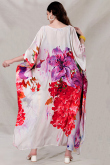 Off White Silk Digital Print Floral Kaftan Kurti