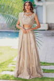 Off White A Line Silk Lehenga for Party 