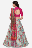 Off White Silk Printed A-Line Style Lehenga 