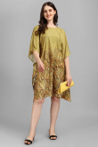 Olive Brown Crepe Printed Indo Western Kaftan Kurti