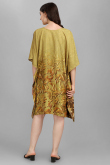Olive Brown Crepe Printed Indo Western Kaftan Kurti