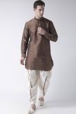 Olive Brown Silk Men Kurta Pajama
