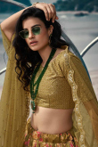 Olive Green Georgette Digital Print Lehenga