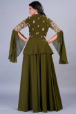Olive Green Georgette Lehenga with Zari Work For Mehendi