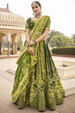 Olive Green Silk Embroidered Lehenga
