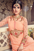 Peach Color Silk Embroidered Anarkali Suit