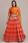 Orange And Red Silk A Line Lehenga