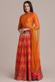 Orange And Red Silk A Line Lehenga