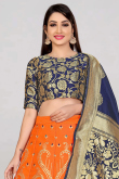 Orange Banarasi Silk Lehenga