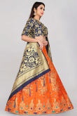 Orange Banarasi Silk Lehenga