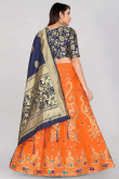 Orange Banarasi Silk Lehenga