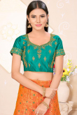 Orange Brocade Floor Length Lehenga Choli
