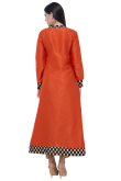 Orange Dupion Silk Embroidered Cigarette Pant Kurti