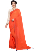 Orange Georgette Saree With Mukaish Work