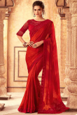 Red Georgette Saree With Net Blouse