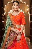 Orange Georgette Sequins Embroidered Lehenga