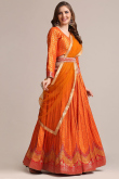 Orange A Line Wedding Wear Lehenga in Jacquard
