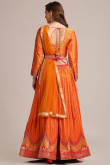 Orange A Line Wedding Wear Lehenga in Jacquard