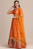 Jacquard Lehenga in Orange colour for Sangeet
