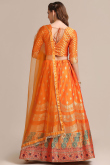Jacquard Lehenga in Orange colour for Sangeet