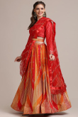 Orange Jacquard Lehenga