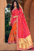 Orange Jacquard Silk Saree With Banglori Silk Blouse