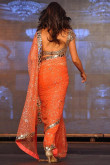 Deepika Padukone Orange Net Mirror Work Saree with sequence Blouse