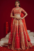 Orange Silk Mirror Embroidered Lehenga