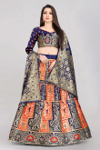 Orange Silk Floor Length Lehenga