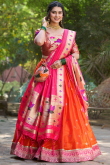 Orange Silk Weaved Zari Traditional Lehenga For Sangeet 