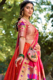 Orange Silk Weaved Zari Traditional Lehenga For Sangeet 