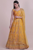 Orange Taffeta Silk A Line Embroidered Lehenga