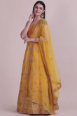 Orange Taffeta Silk A Line Embroidered Lehenga