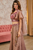 Organza Dusty Mauve Embroidered A-Line Style Lehenga