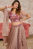 Organza Dusty Mauve Embroidered A-Line Style Lehenga