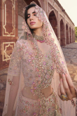 Organza Dusty Pink Embroidered Lehenga