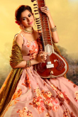 Organza Indian Wear Lehenga Choli In Peach Color