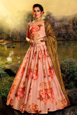 Organza Indian Wear Lehenga Choli In Peach Color