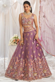 Organza Mauve Embroidered Panelled Style Lehenga